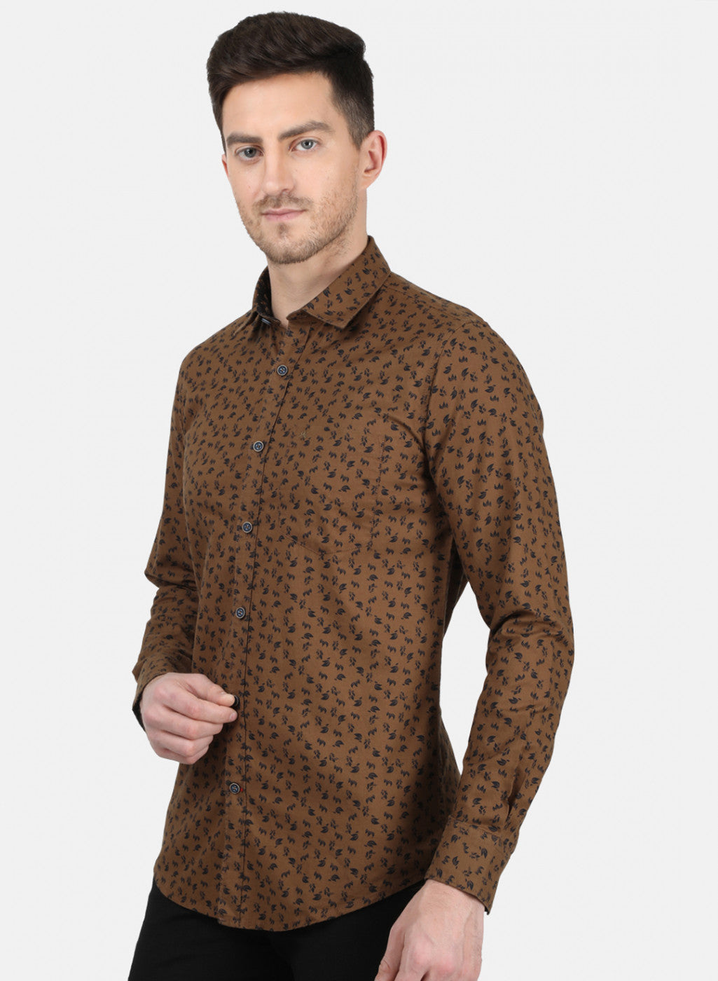 Mens Brown Printed Shirt