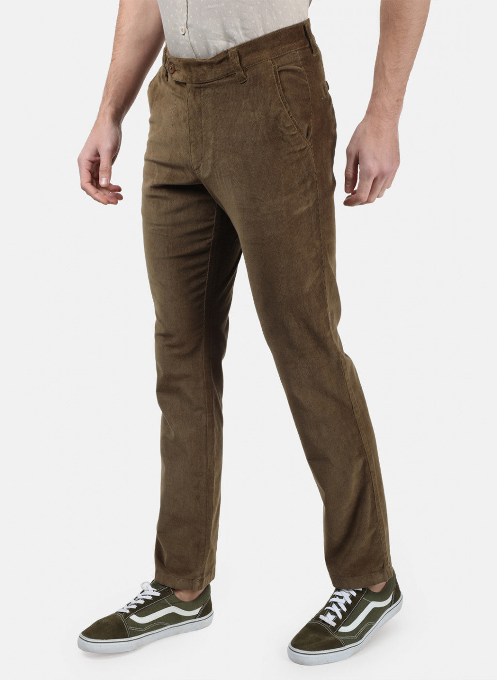Men Green Plain Trousers