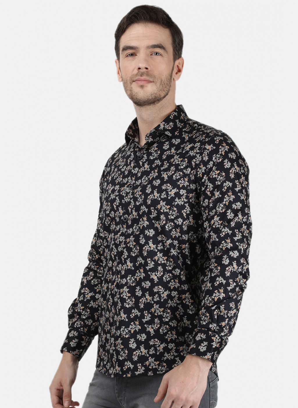 Mens Black Printed Shirt