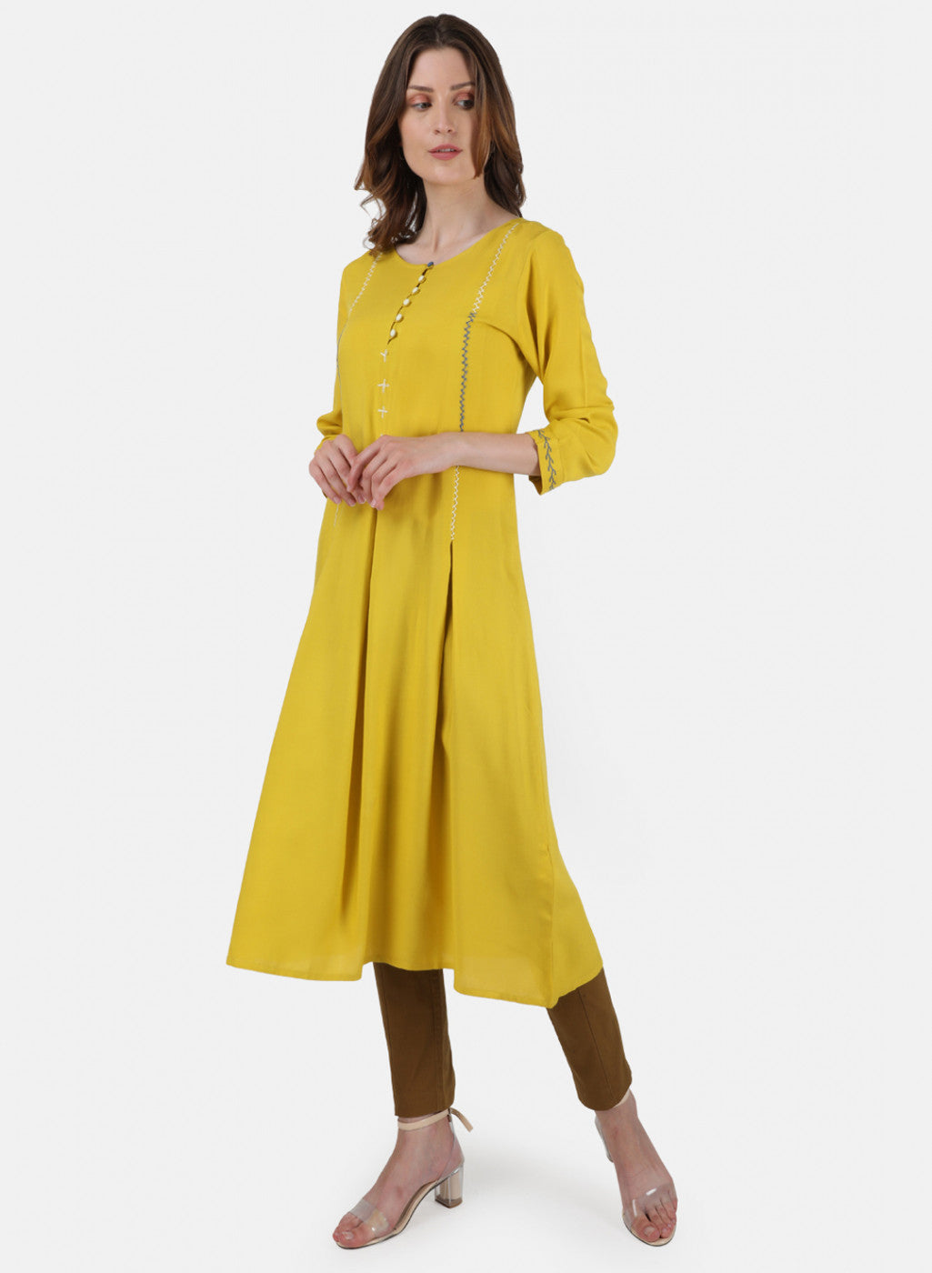 Womens Mustard Plain Tunic