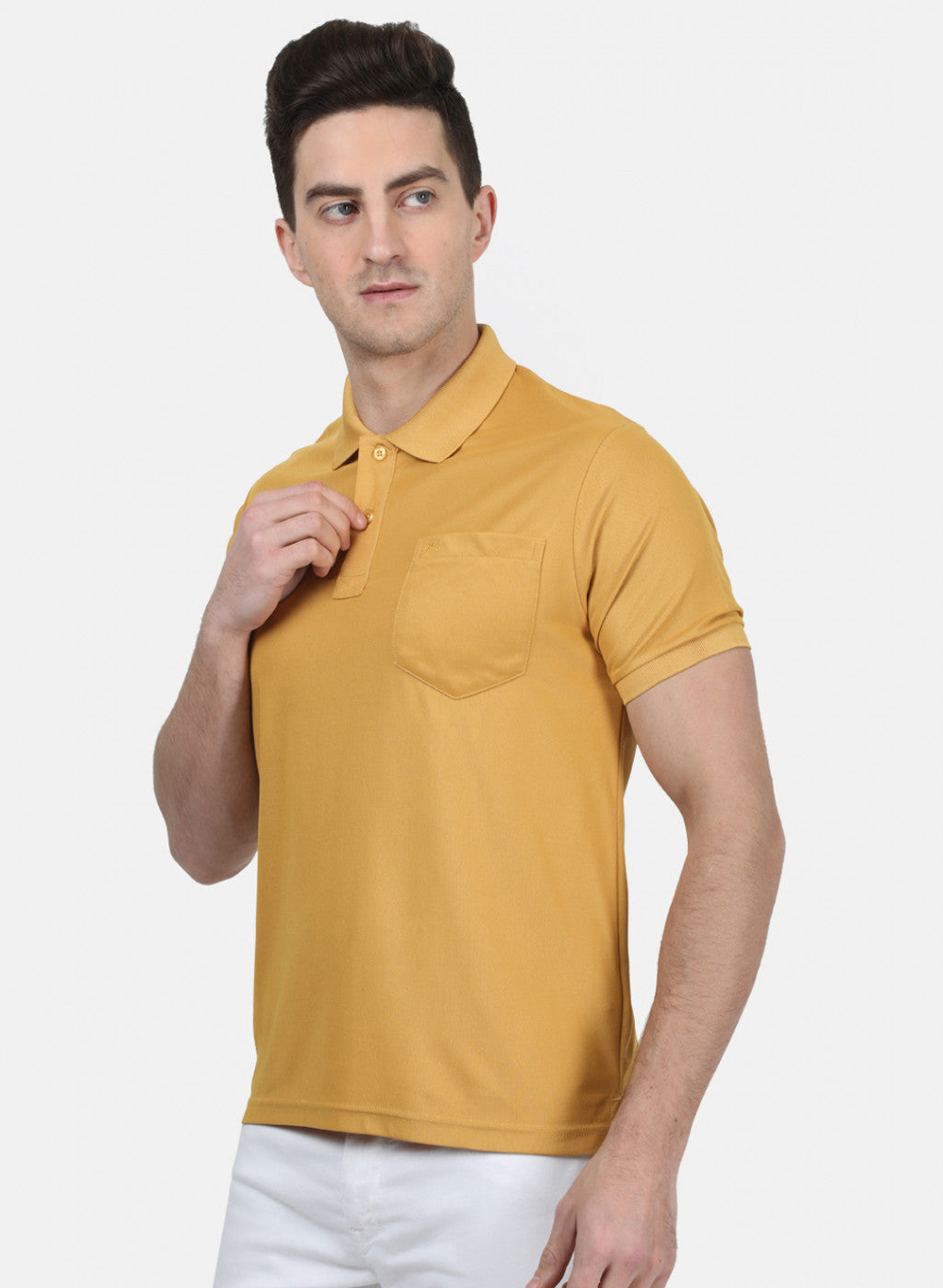 Mens Yellow Plain T-Shirt