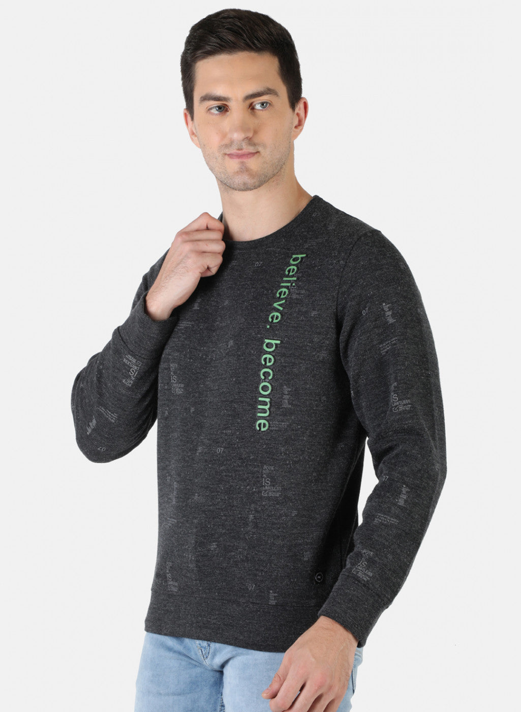 Men Grey Printed Sweatshirt