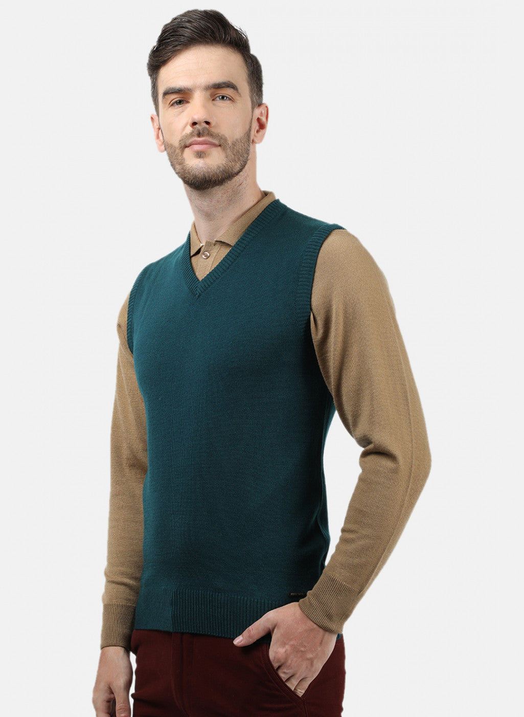 Men Blue Solid Sweater