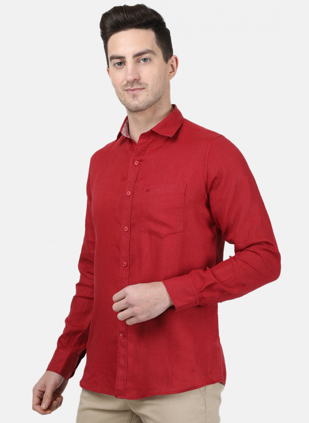 Mens Maroon Solid Shirt
