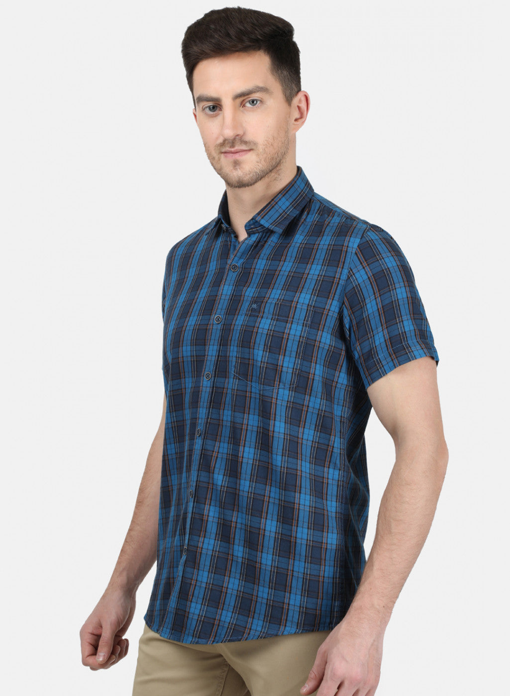 Mens Blue Check Shirt