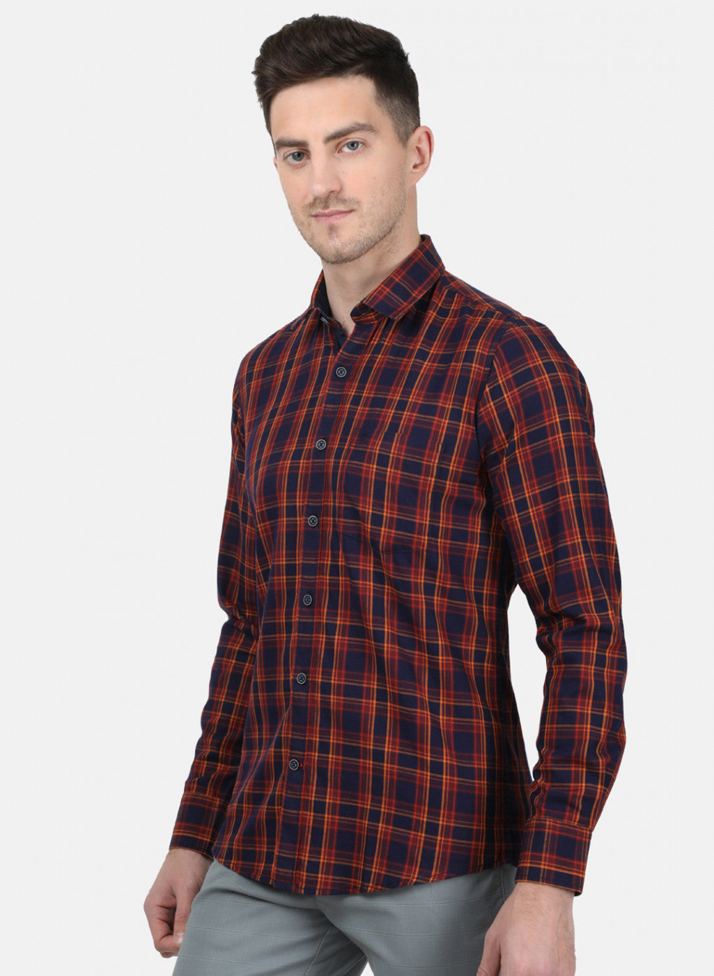 Mens NAvy Blue Check Shirt