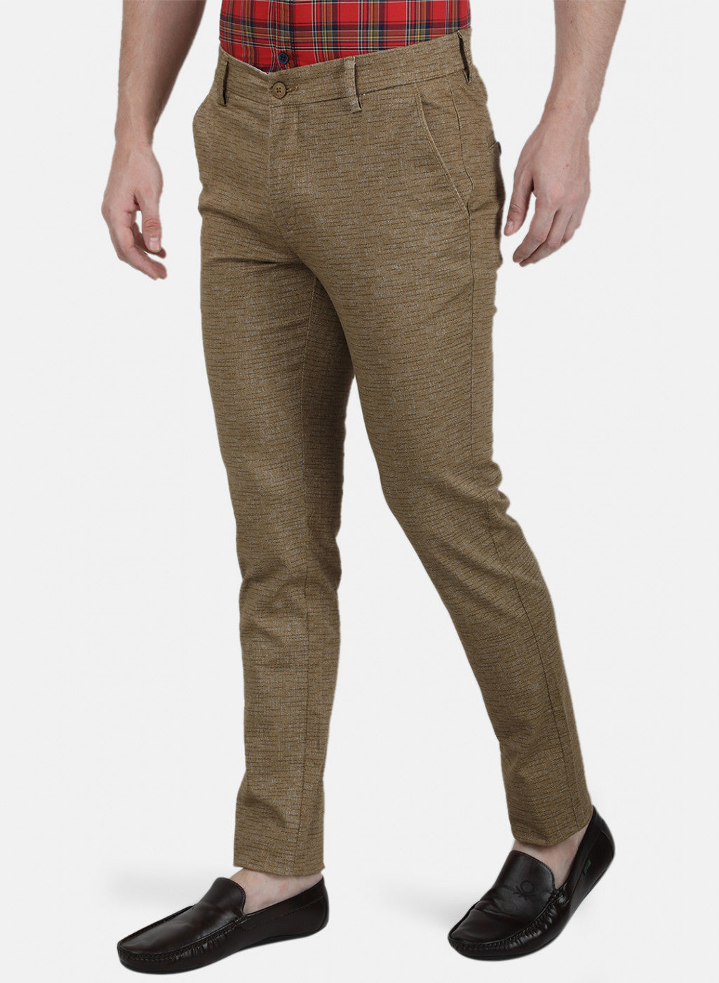 Mens Brown Printed Trousers