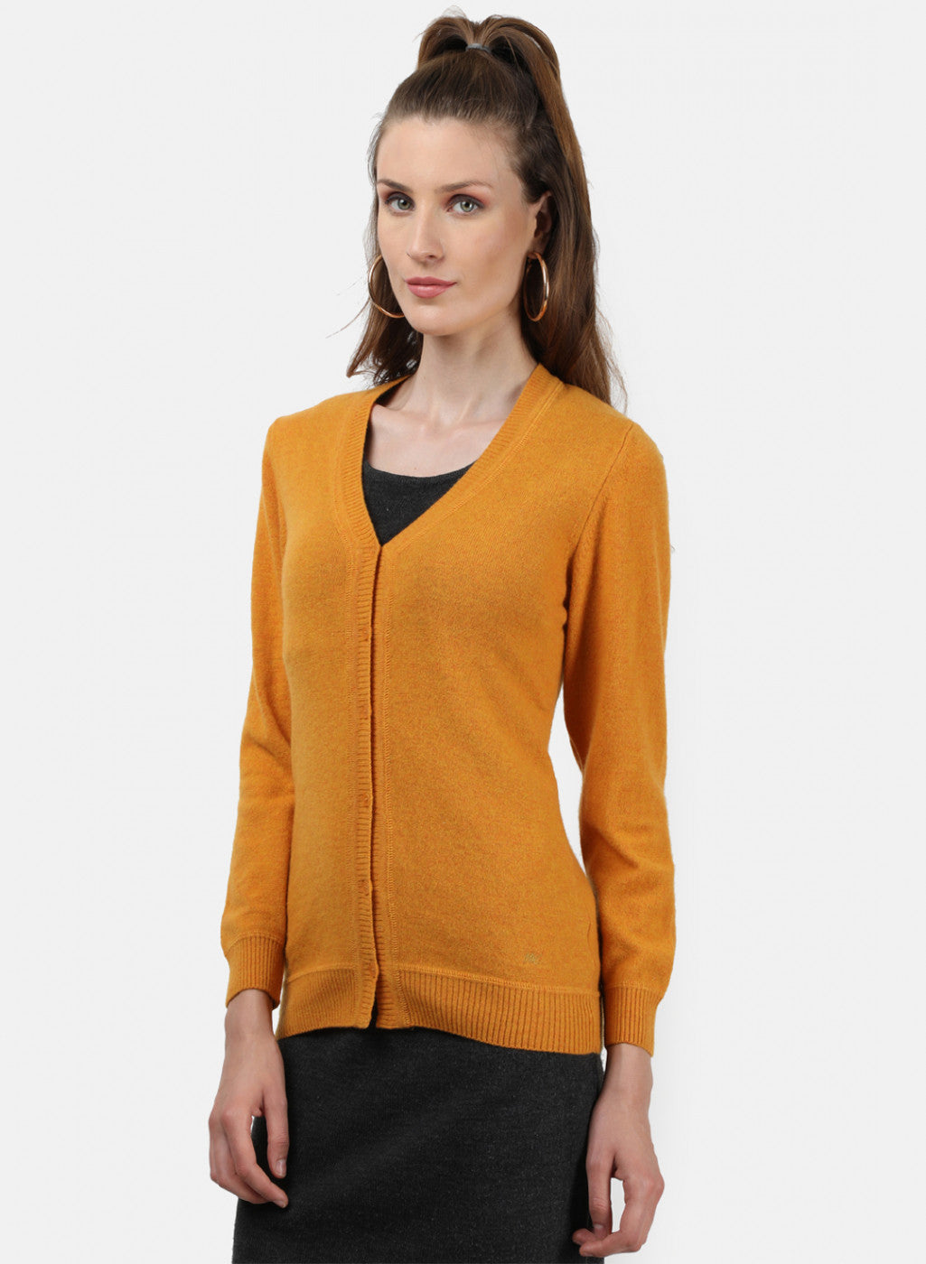 Women Yellow Solid Cardigan