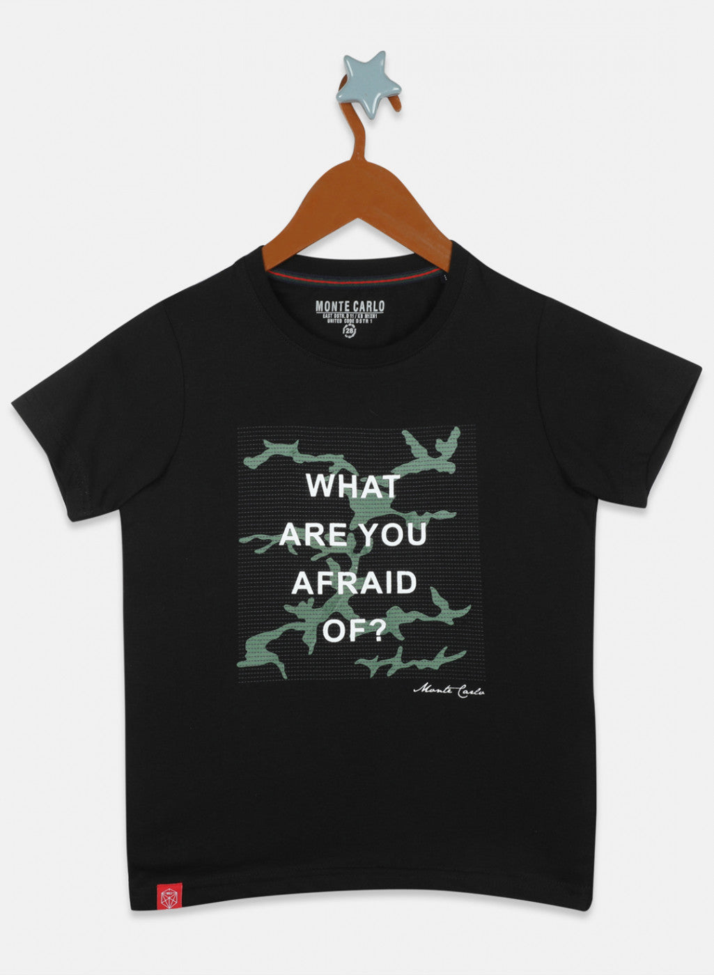 Boys Black & Mustard Printed T-Shirt
