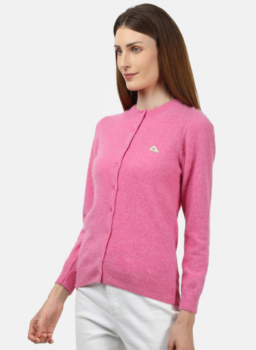 Women Pink Solid Cardigan