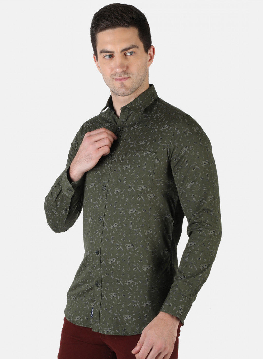 Men Olive Printed Shirt