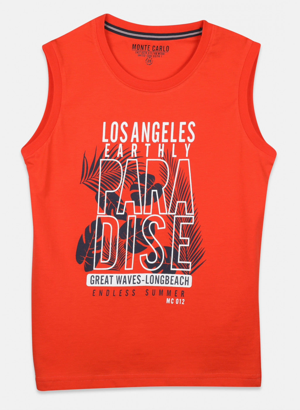 Boys Orange & Navy Printed T-Shirt