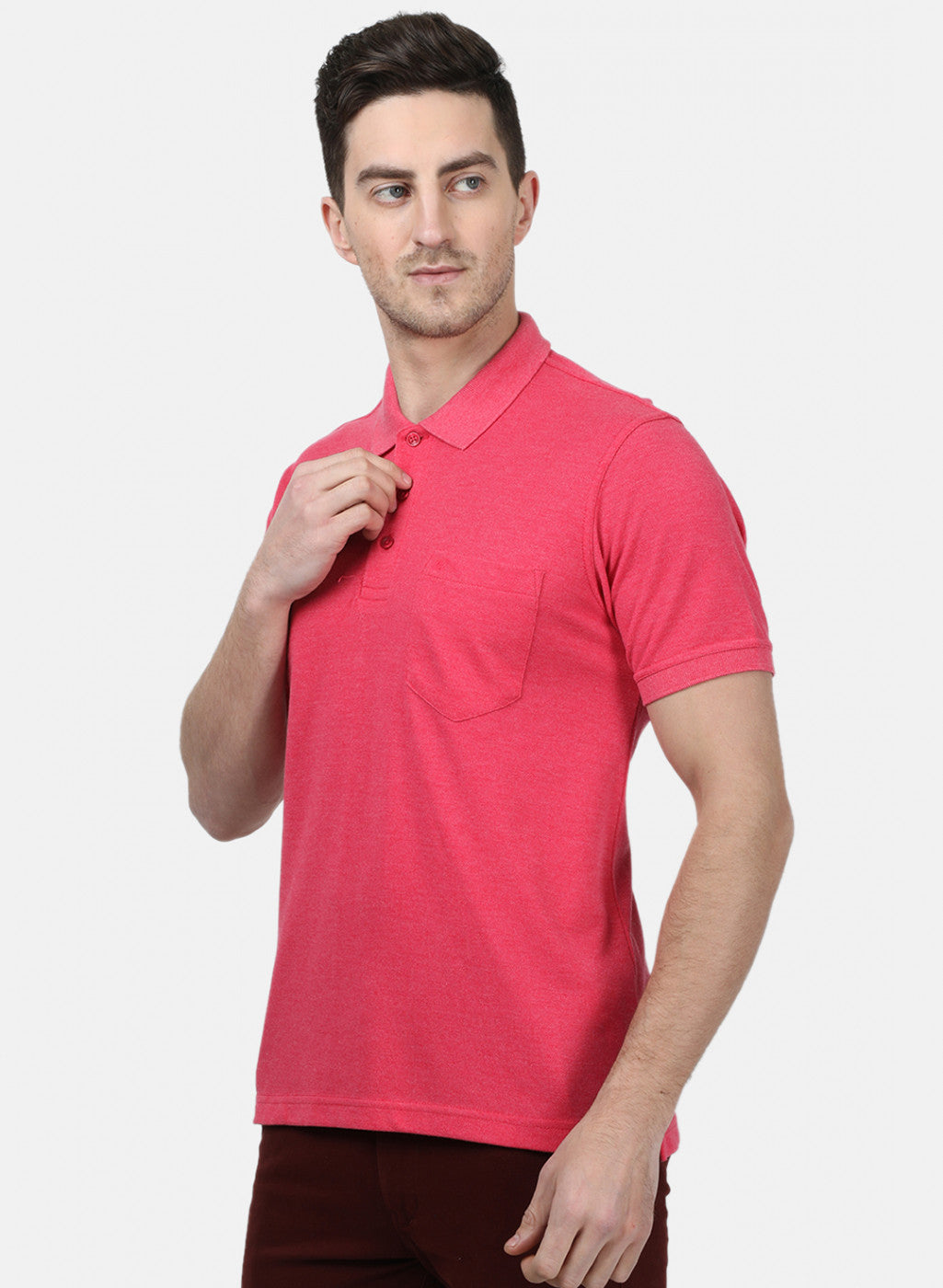 Mens Pink Plain T-Shirts