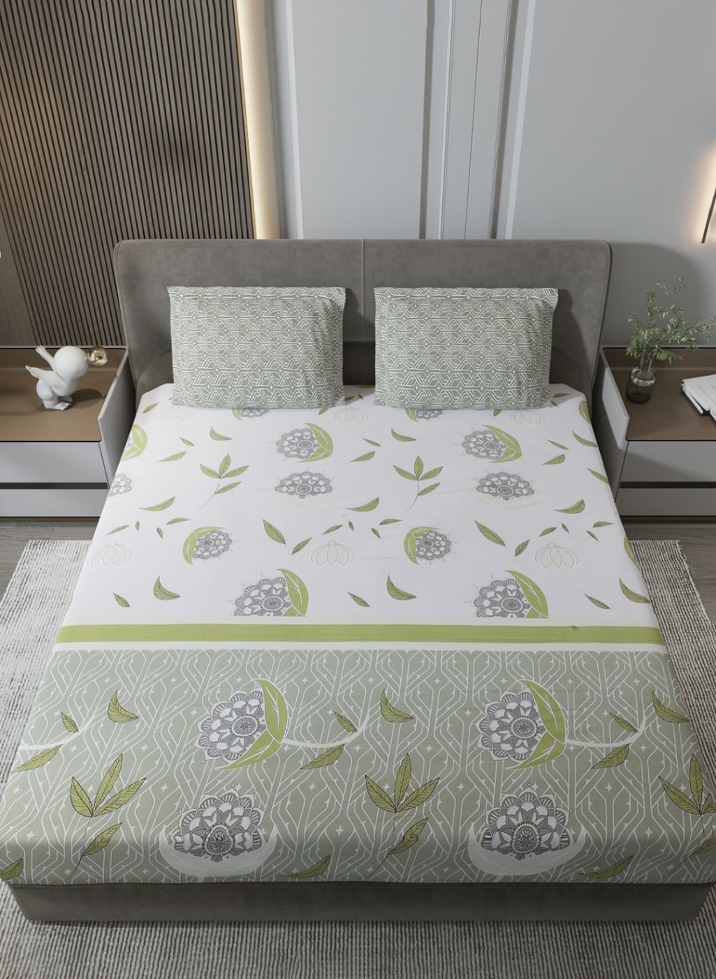 144TC Pure Cotton King Bedsheet with 2 Pillow Covers