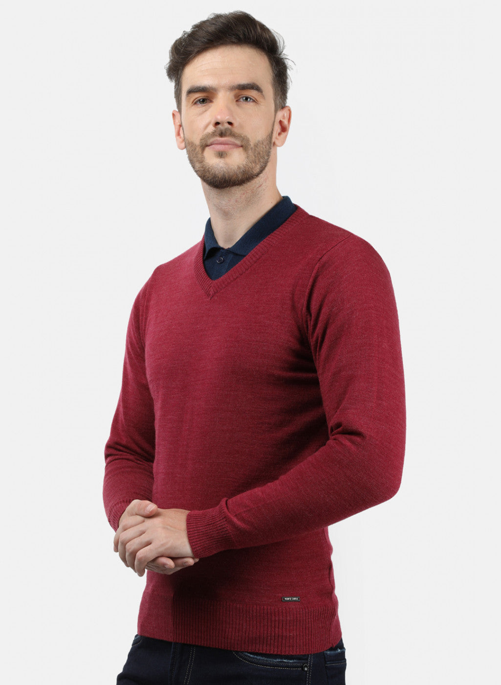 Men Red Solid Pullover