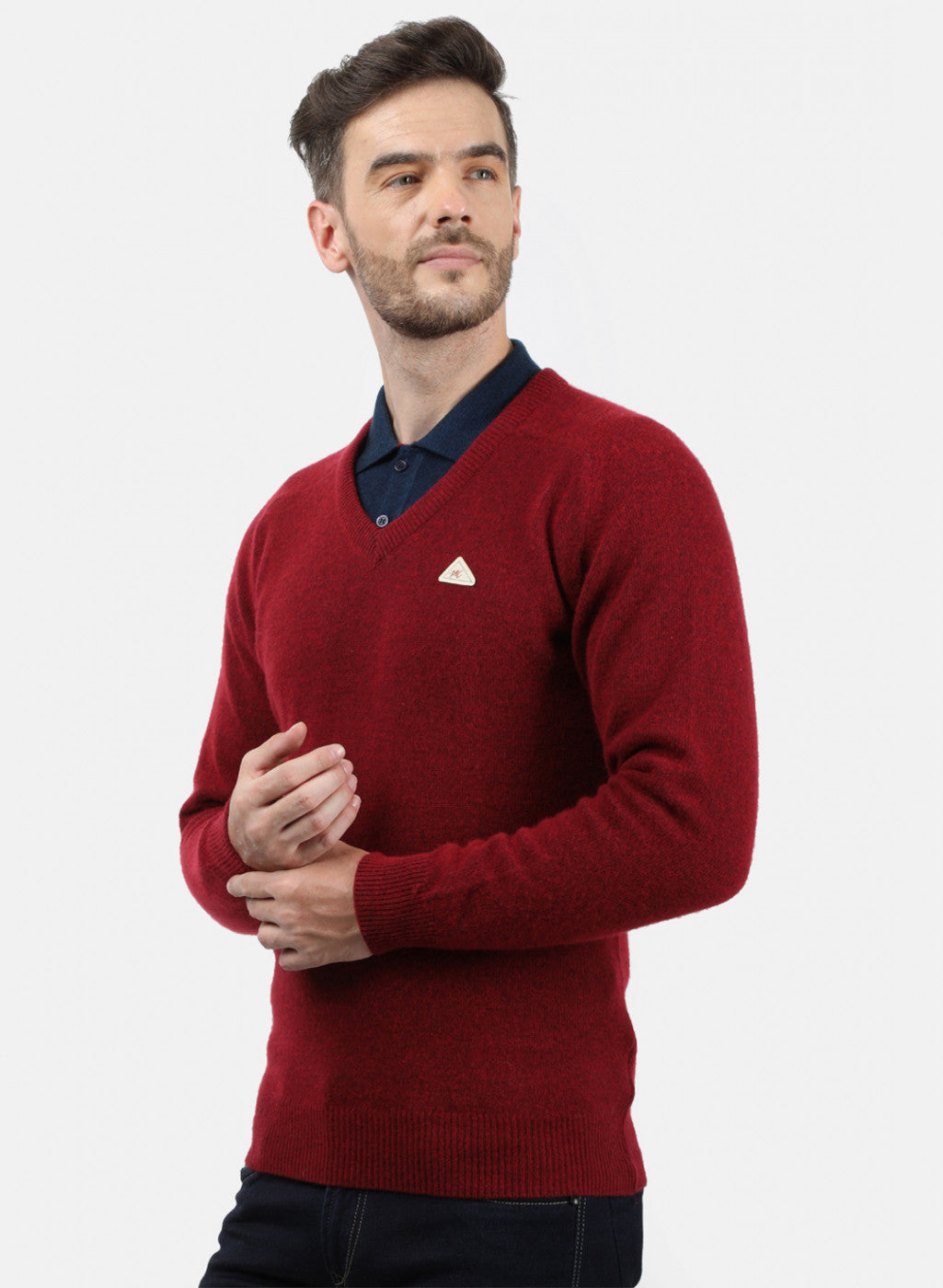 Men Maroon Solid Pullover