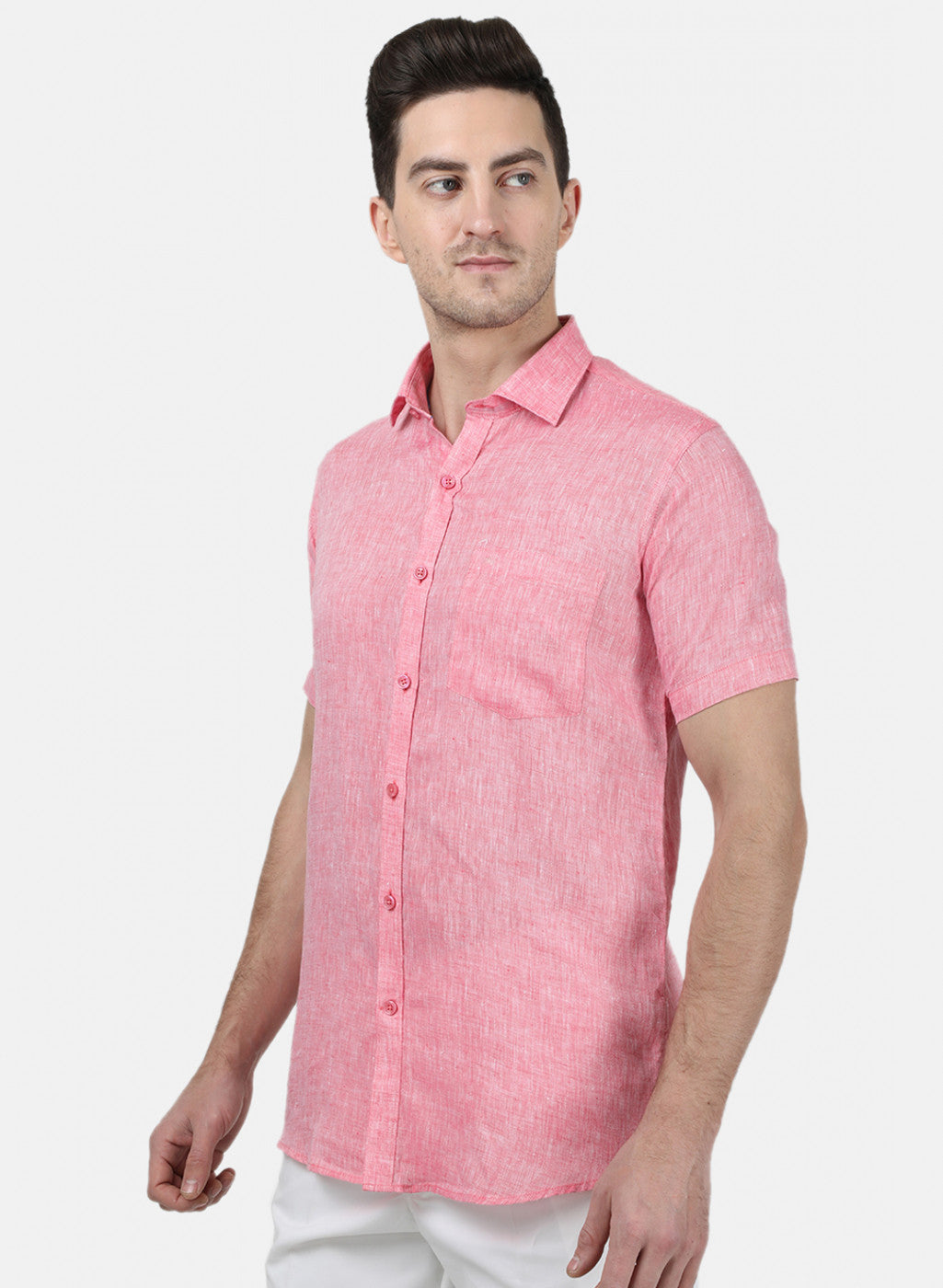 Mens Pink Solid Shirt