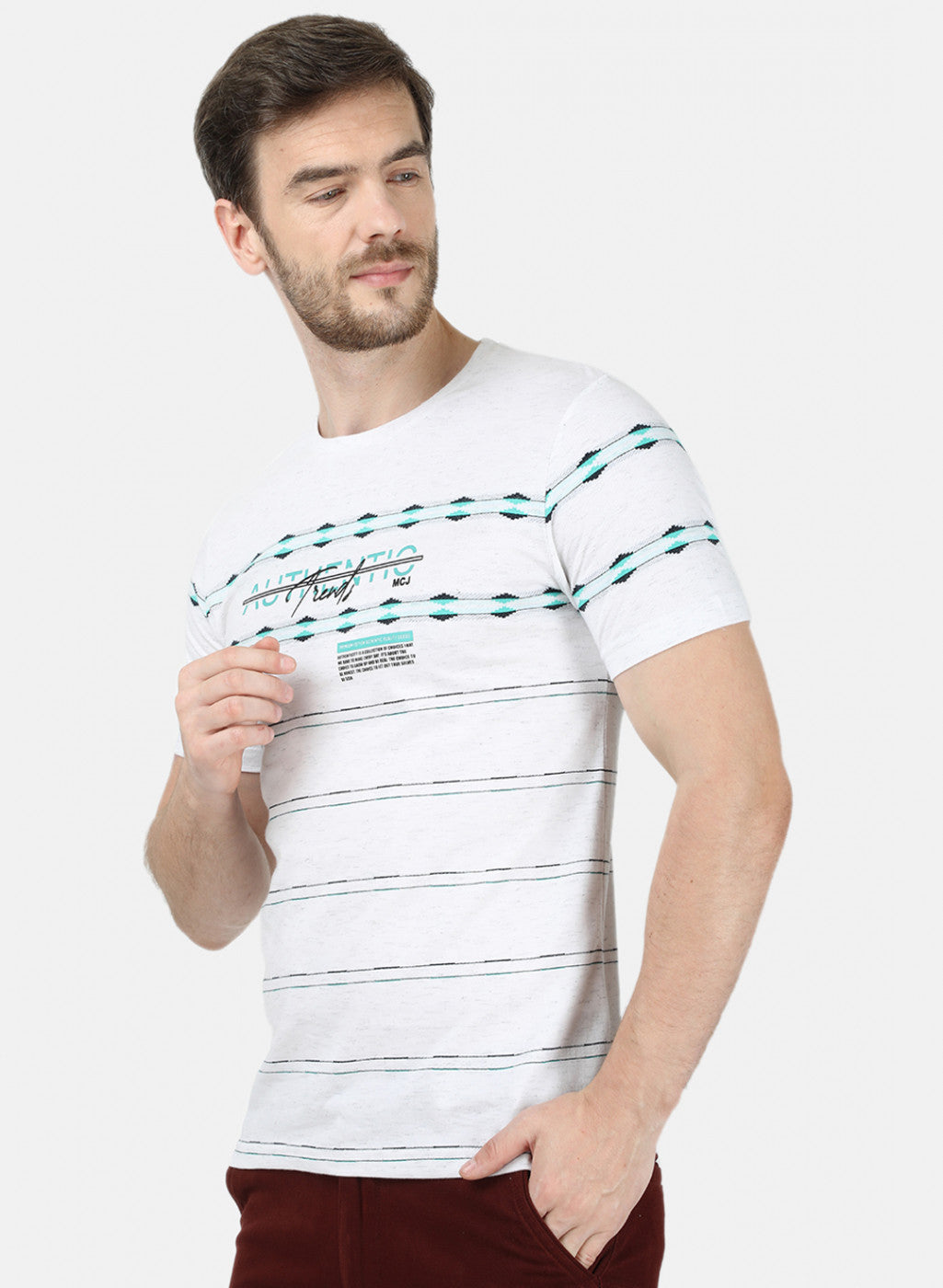 Mens Grey Jaquard T-Shirt