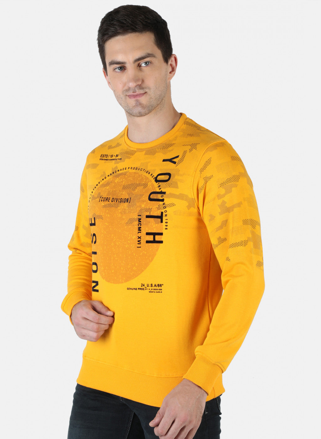 Men Mustard Printed Sweatshirt