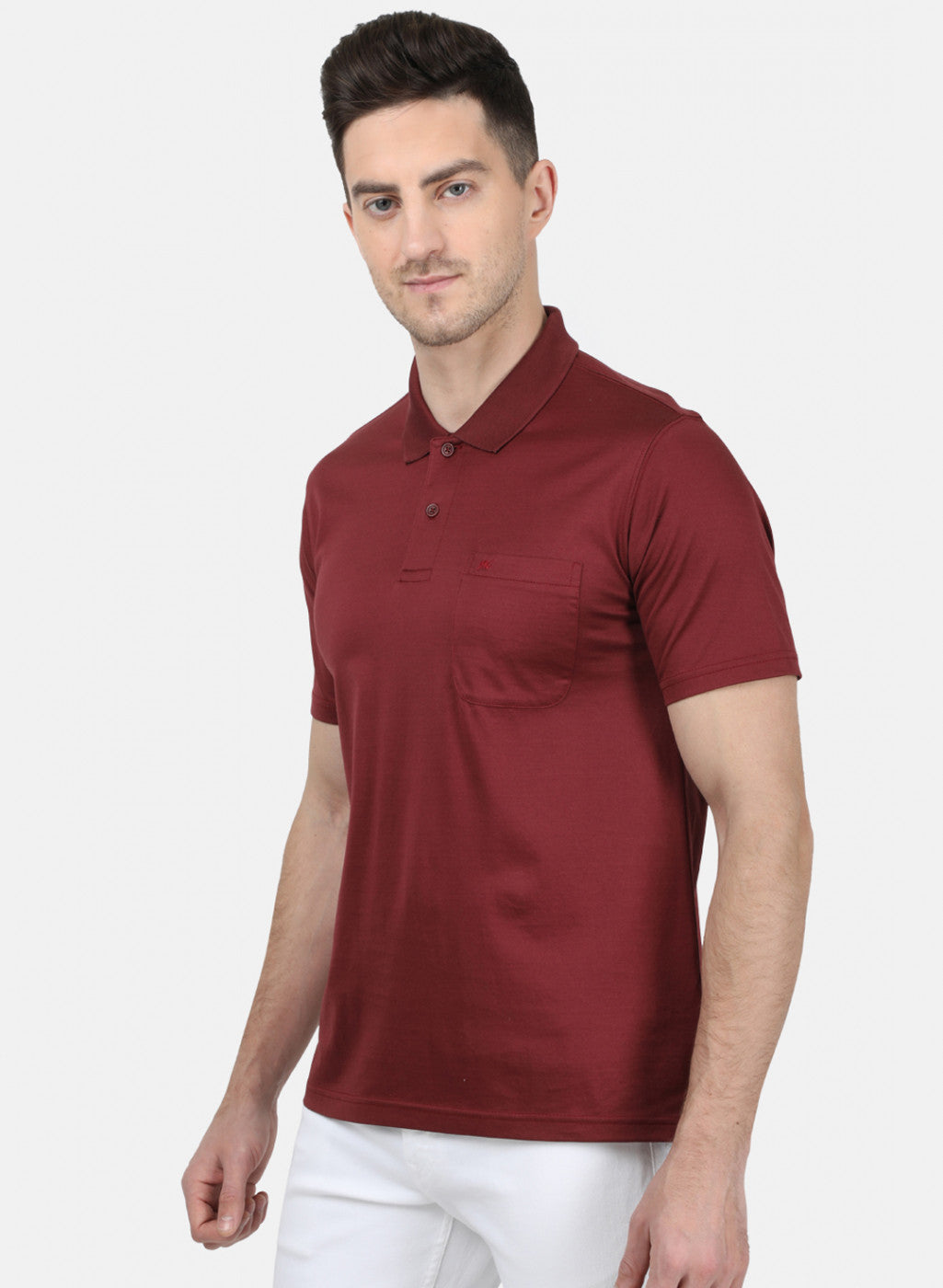 Mens Maroon Plain T-Shirt