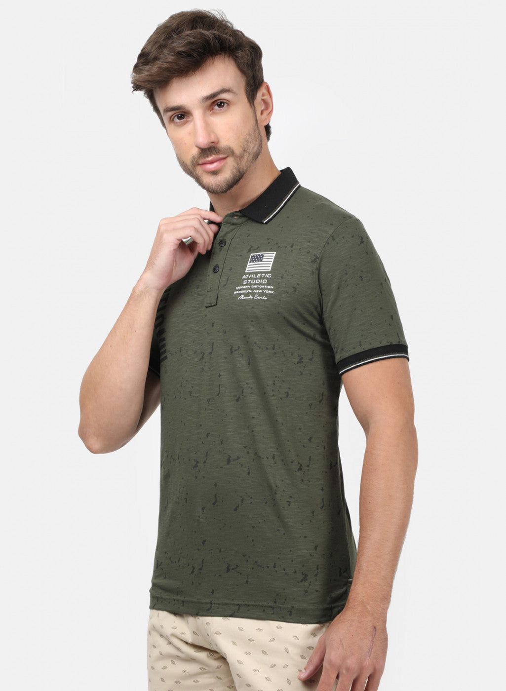 Men Olive Printed T-Shirts