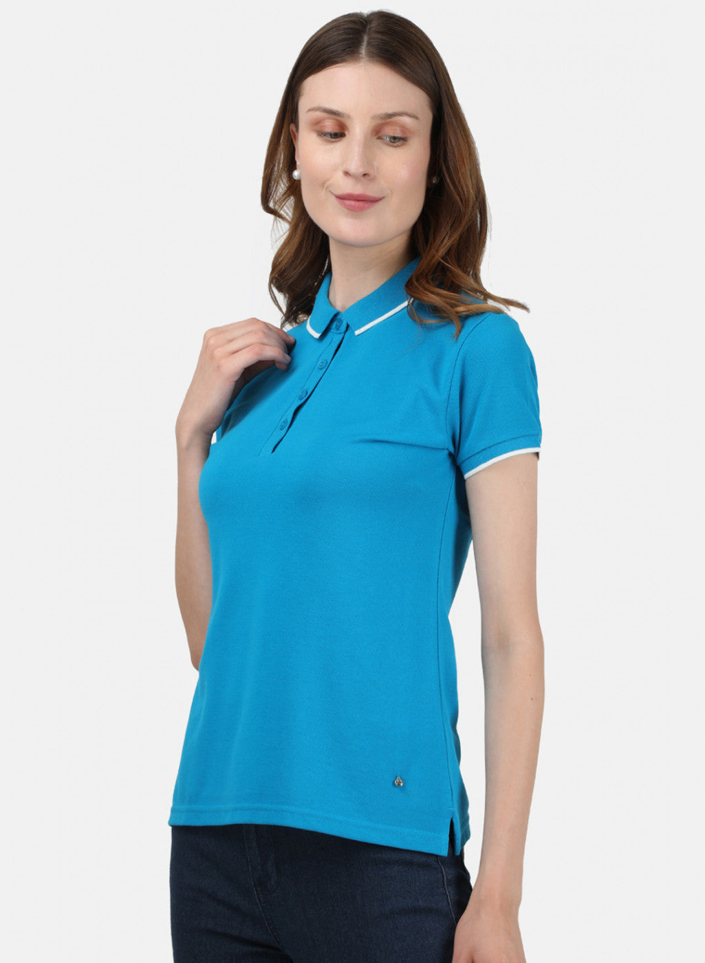 Womens Blue Plain T-Shirt