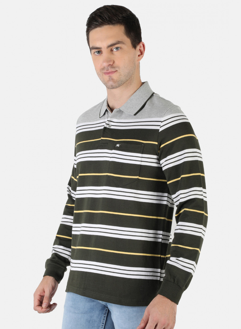 Men Grey Stripe T-Shirt