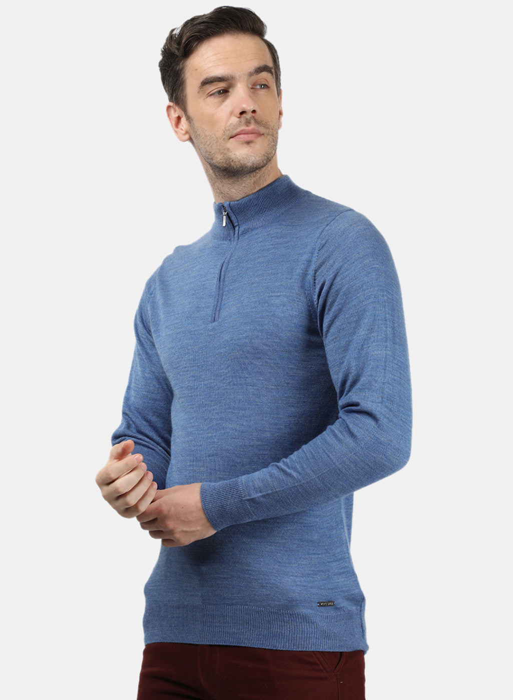 Men Blue Solid Pullover