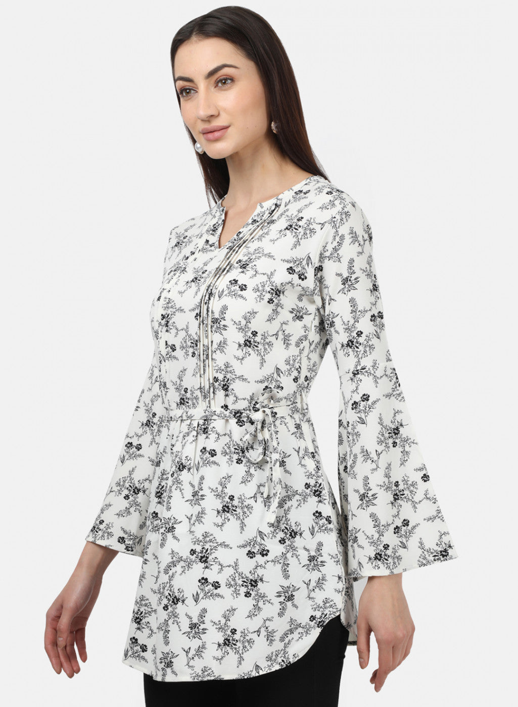 Womens White Printed Tunics