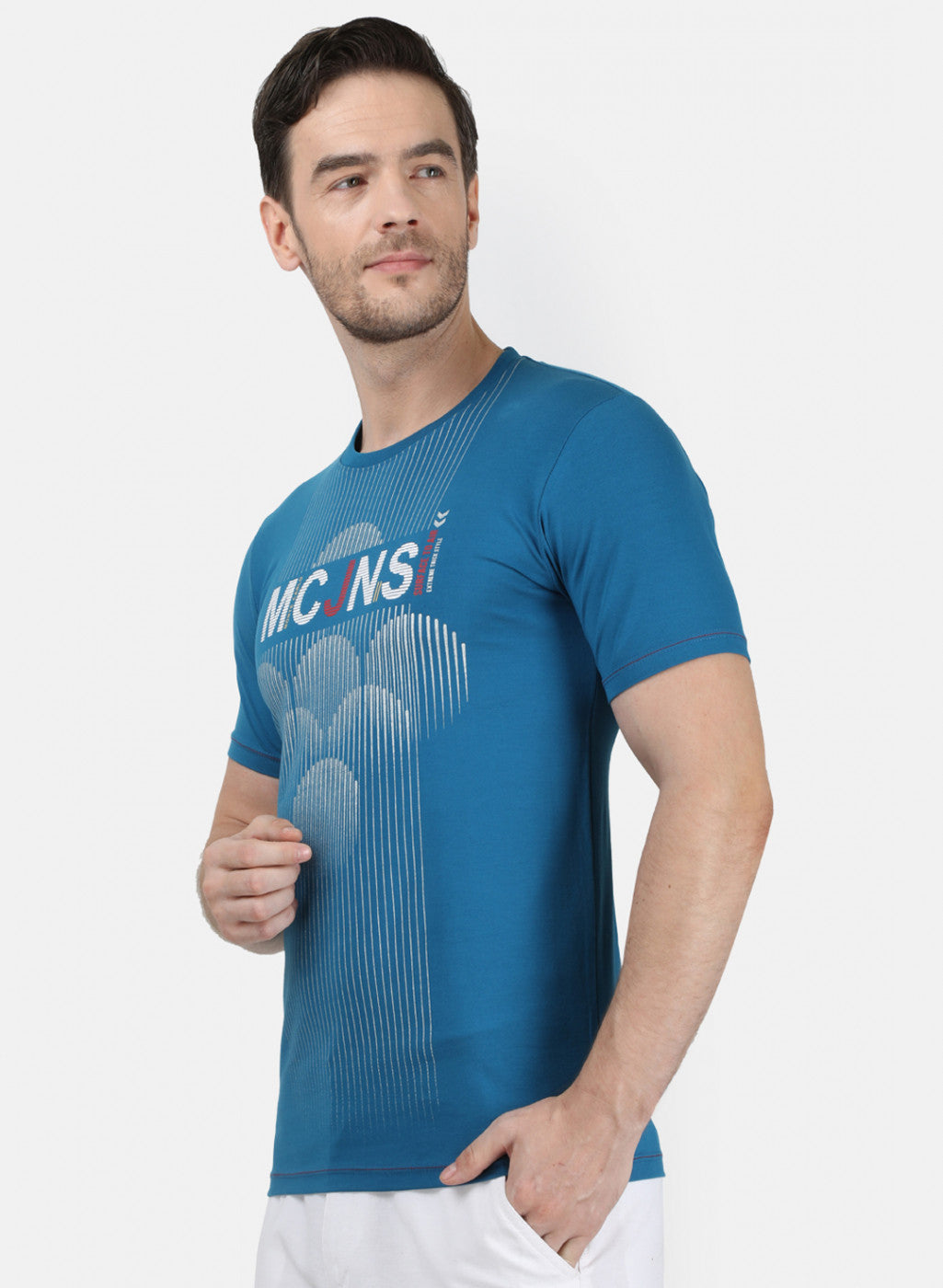 Mens Blue Printed T-Shirt