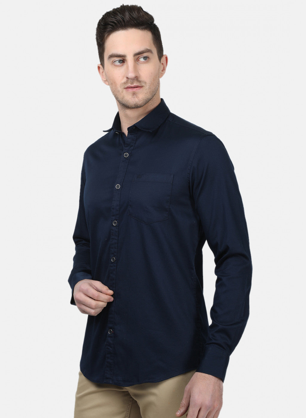 Mens NAvy Blue Solid Shirts