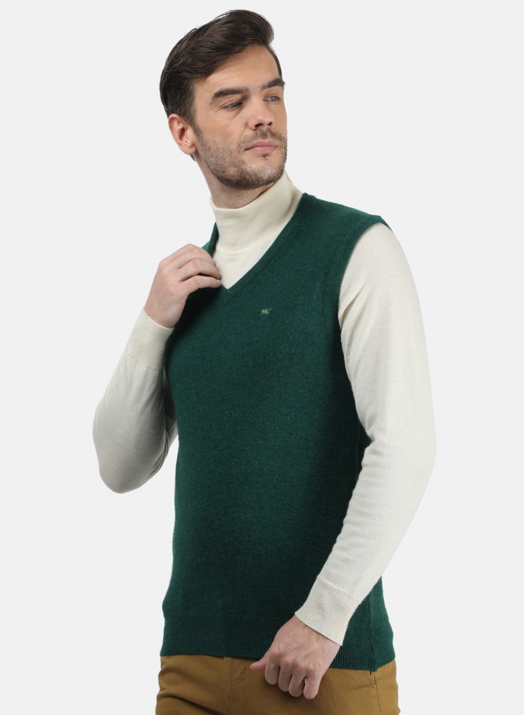 Men Green Solid Sweater