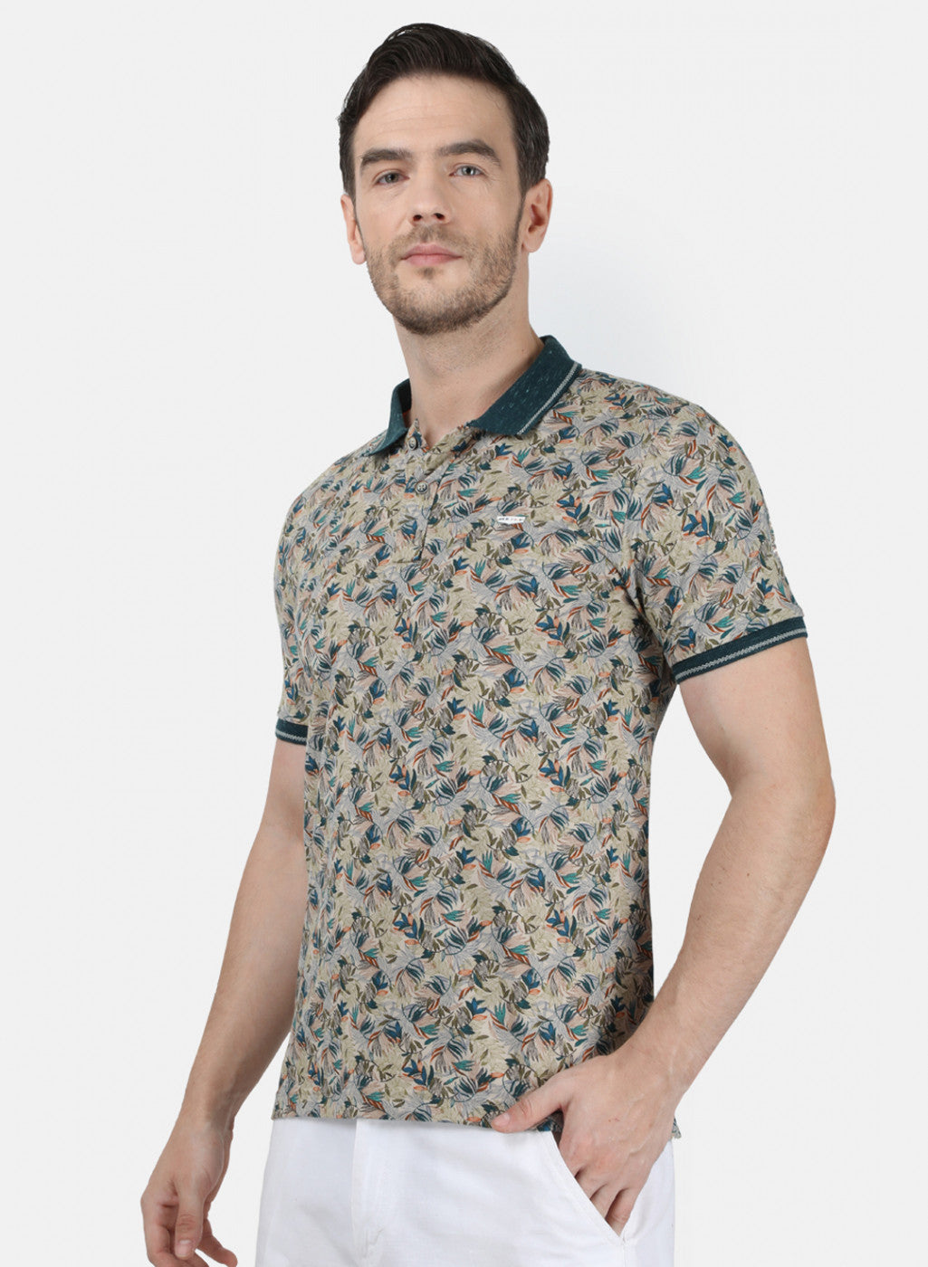 Mens Beige Printed T-Shirt