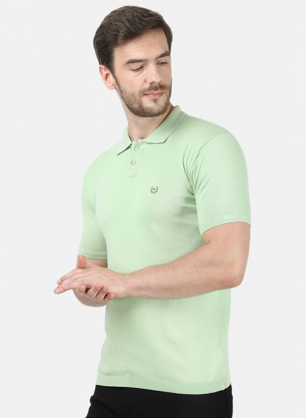 Mens Light Green Plain T-Shirt