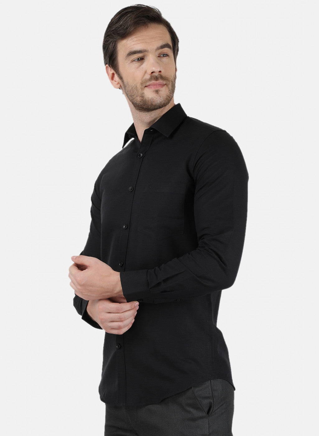 Mens Black Solid Shirt