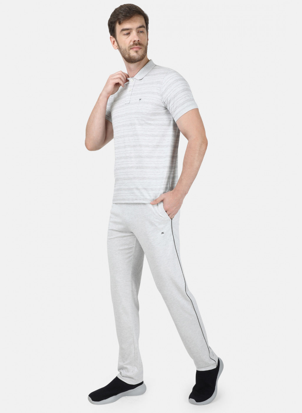 Mens Grey Stripe Lower Set