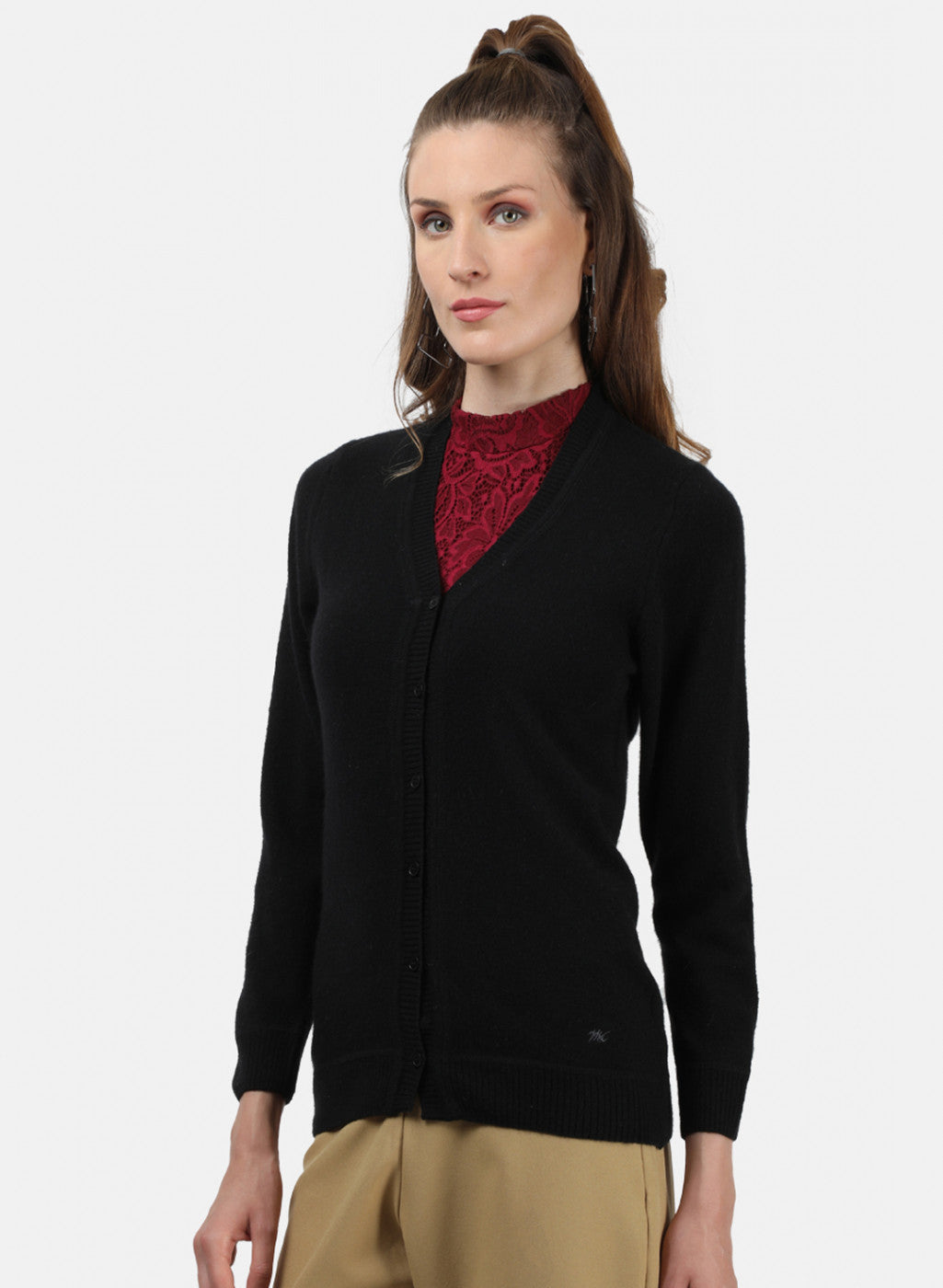Women Black Solid Cardigan