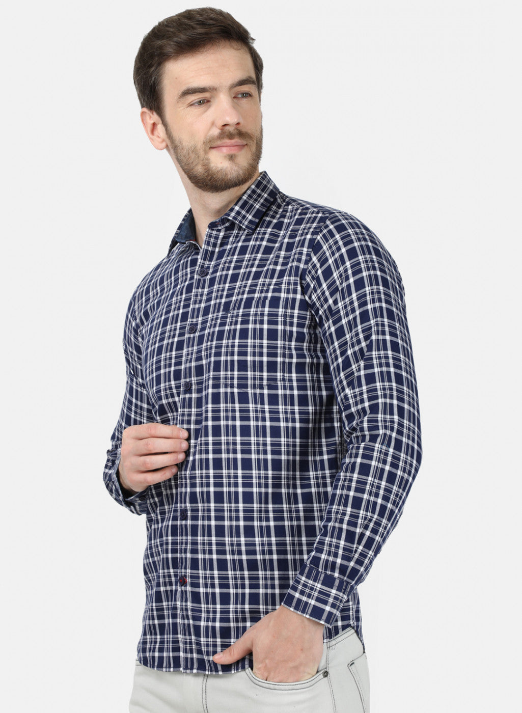 Mens NAvy Blue Check Shirt