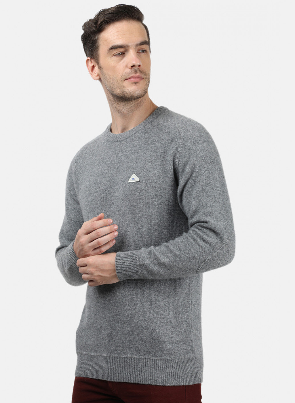 Men Grey Solid Pullover