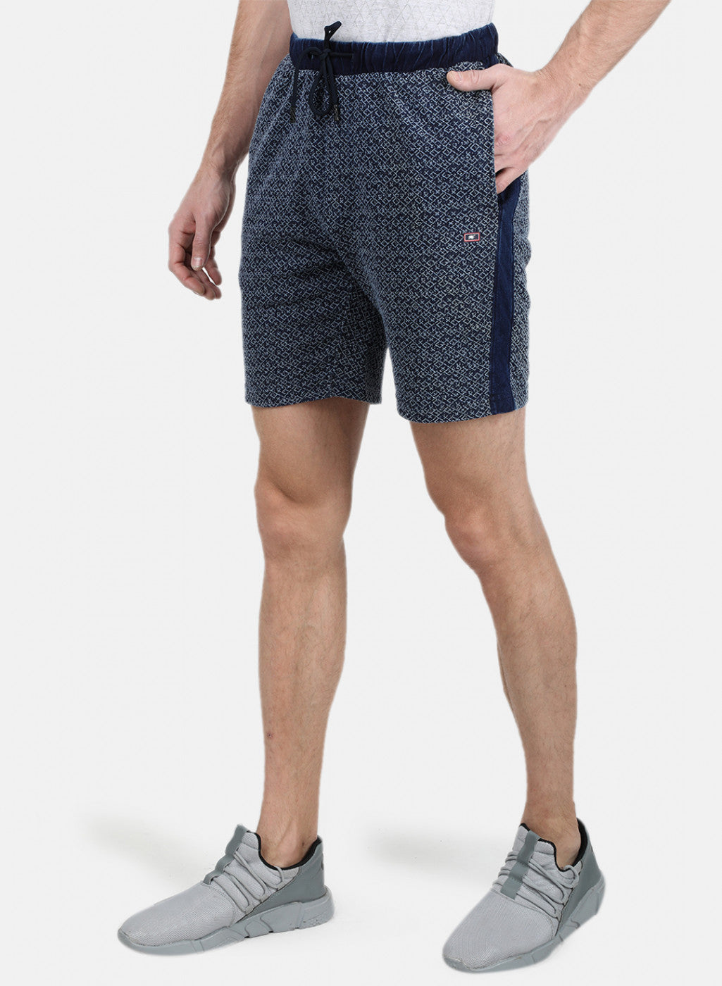 Mens Blue Self Design Bermuda