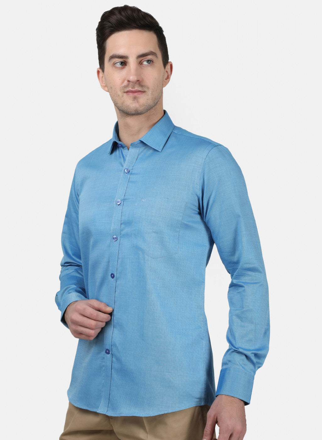 Mens Blue Printed Shirt