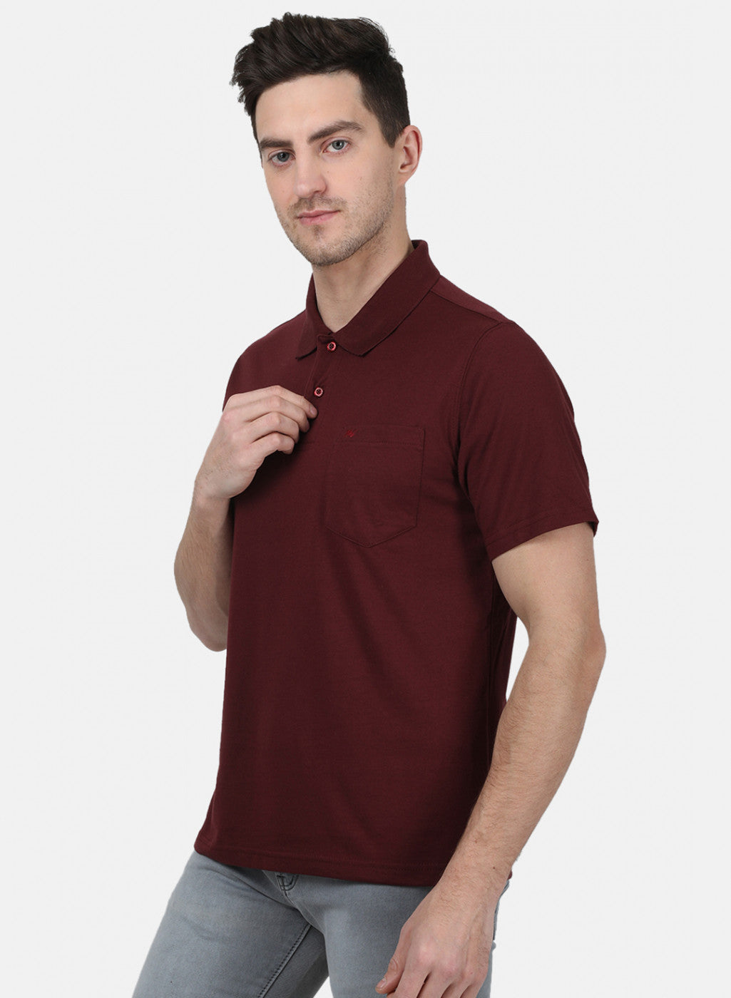 Mens Maroon Plain T-Shirt