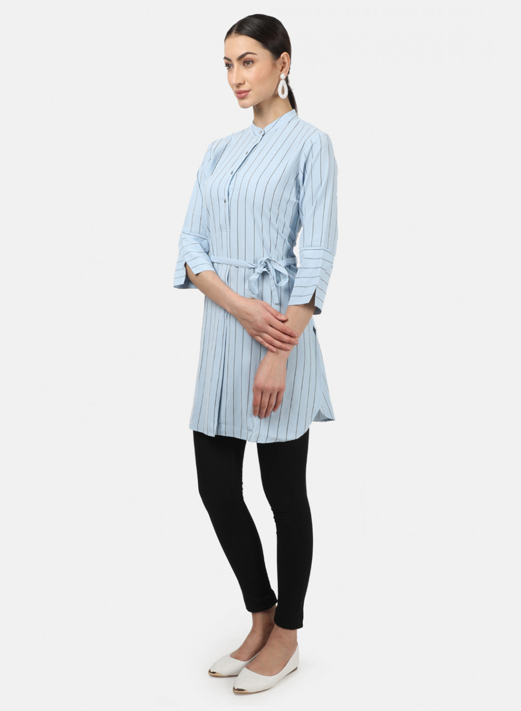 Womens Sky Blue Stripe Tunics