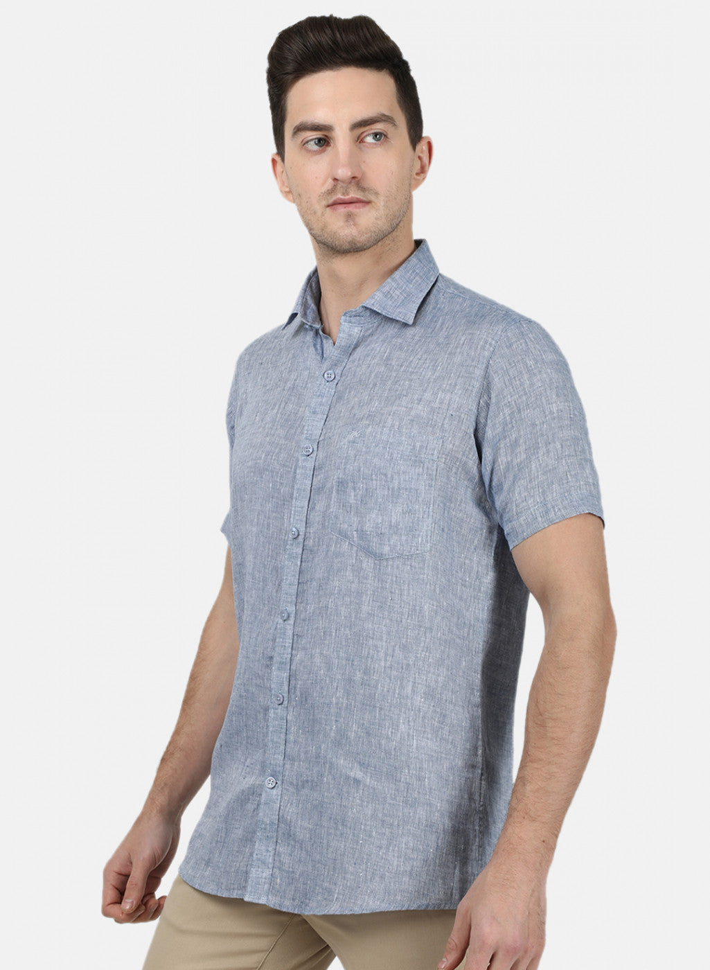 Mens Blue Solid Shirt