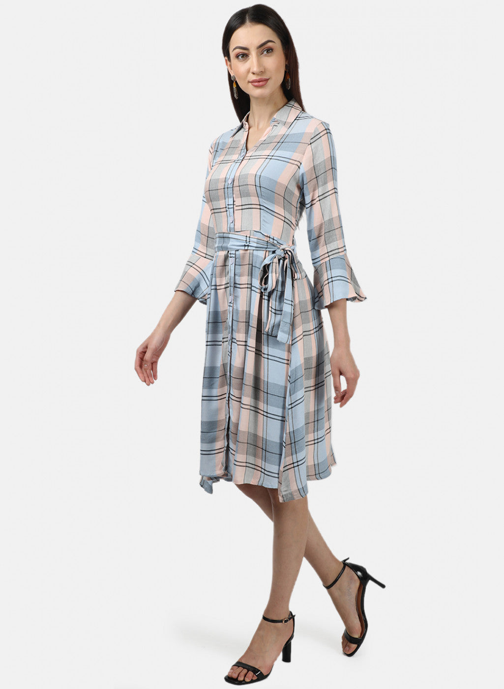Womens Multi Color Check Dress