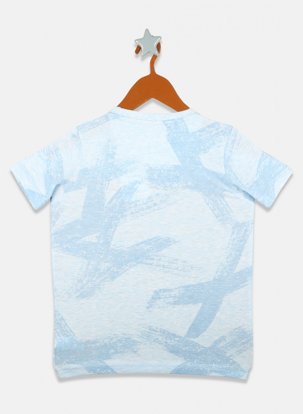Boys Sky Blue Printed T-Shirts