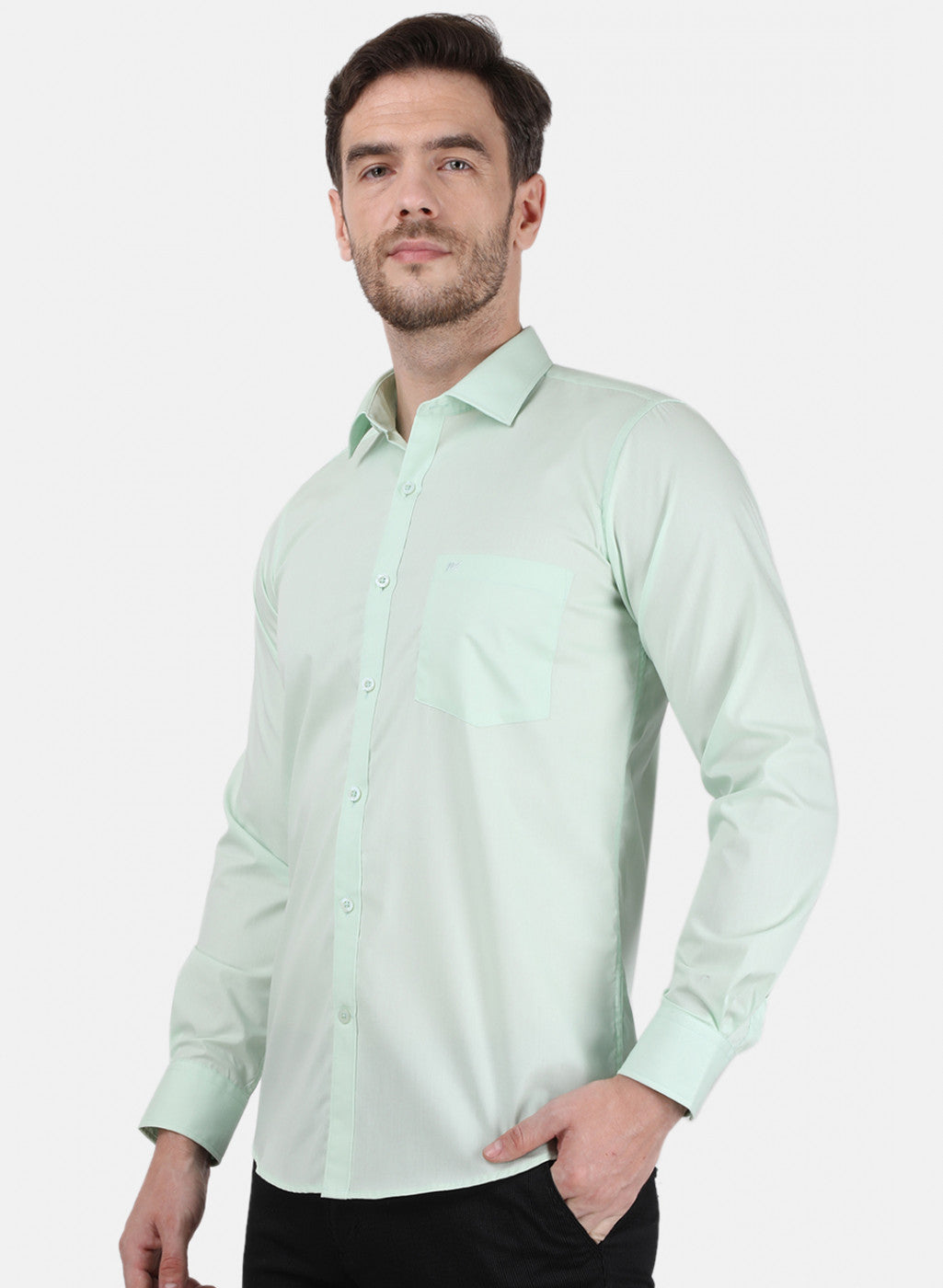 Mens Green Solid Shirts