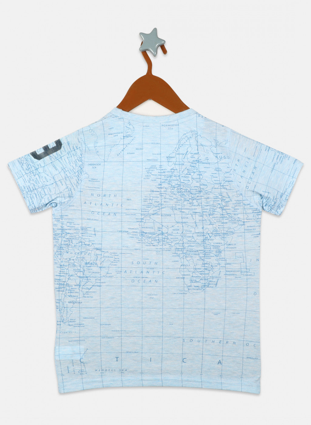 Boys Sky Blue Printed T-Shirts