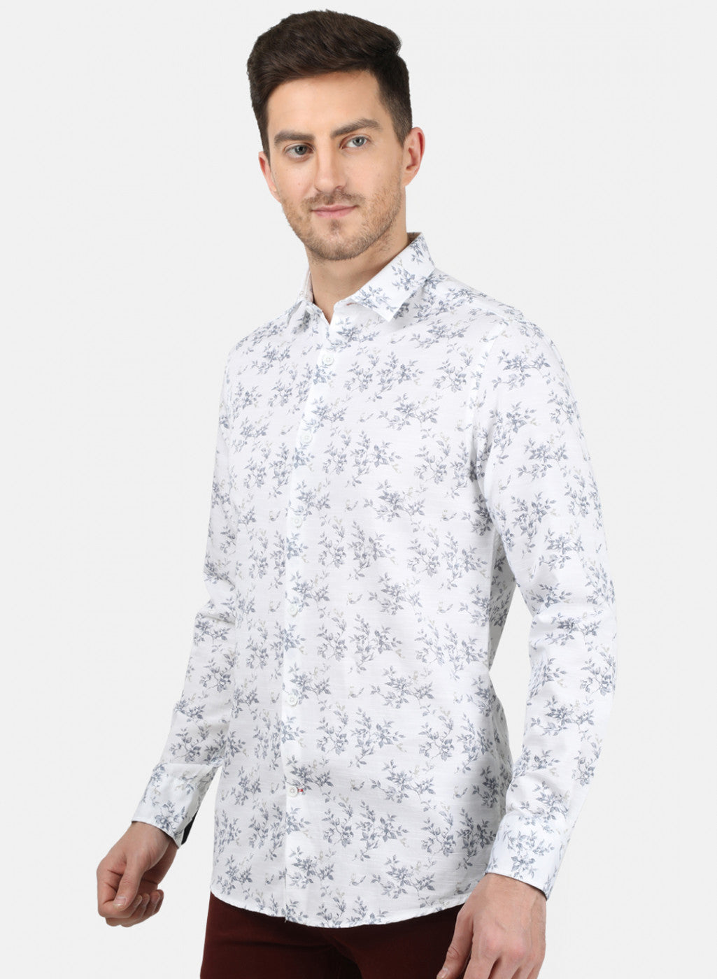 Mens White Printed Shirt