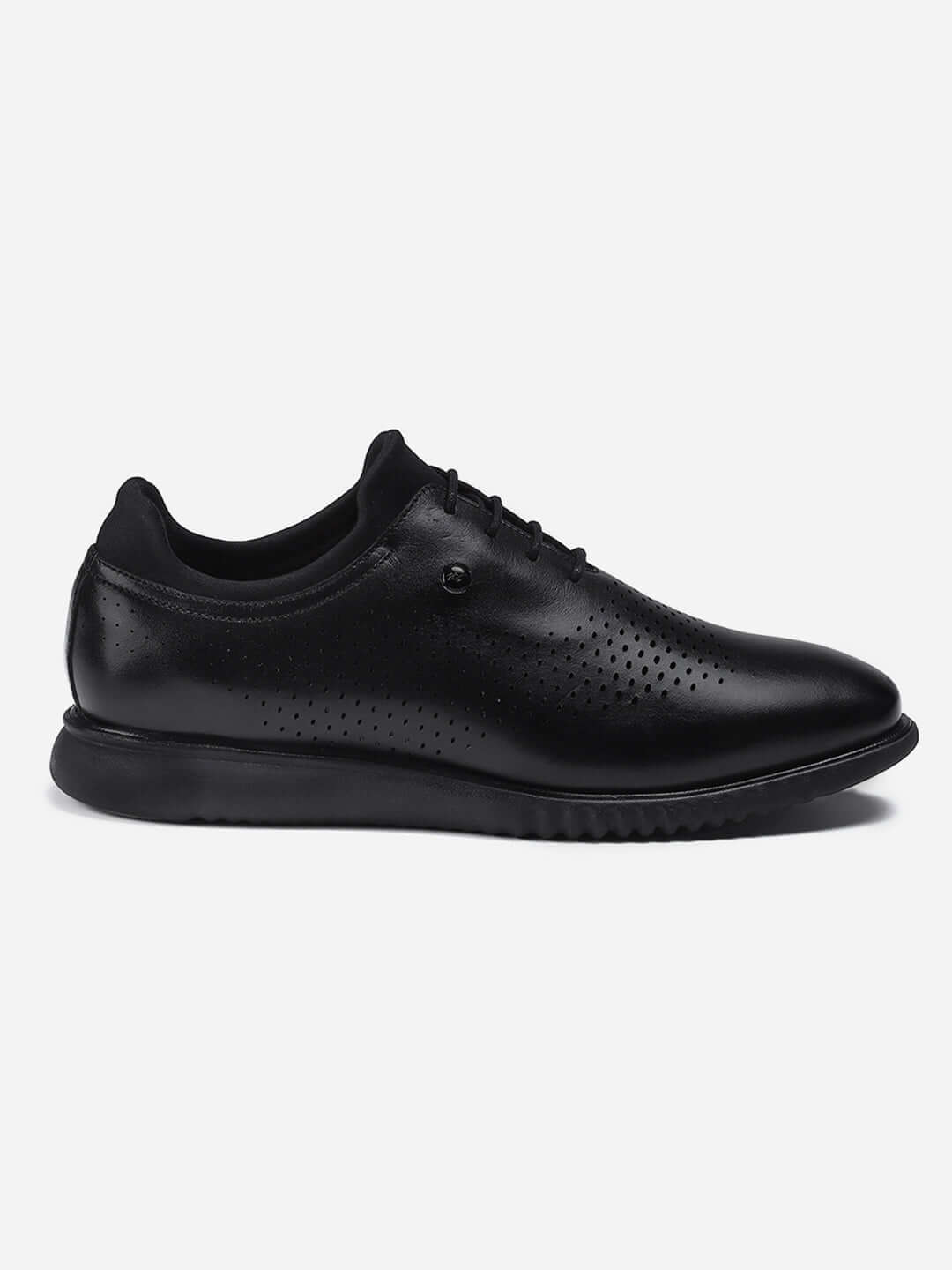 Men Black Lace Up Genuine Leather Casual Shoes